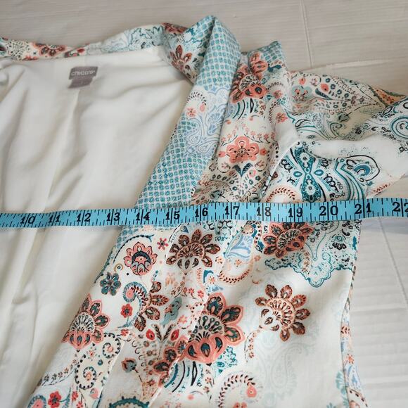 Chico's Women's Multi-Color Paisley Open Front Blazer Jacket Size 1 (Medium) - Picture 11 of 12